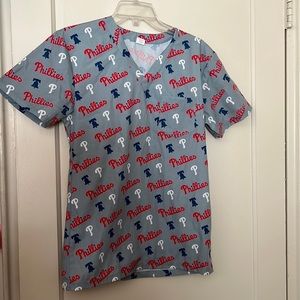 Phillies adult scrub top size: S